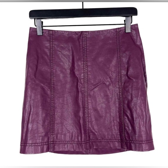 Free People Vegan Mini Skirt femme wine Sz 4 - Picture 5 of 9